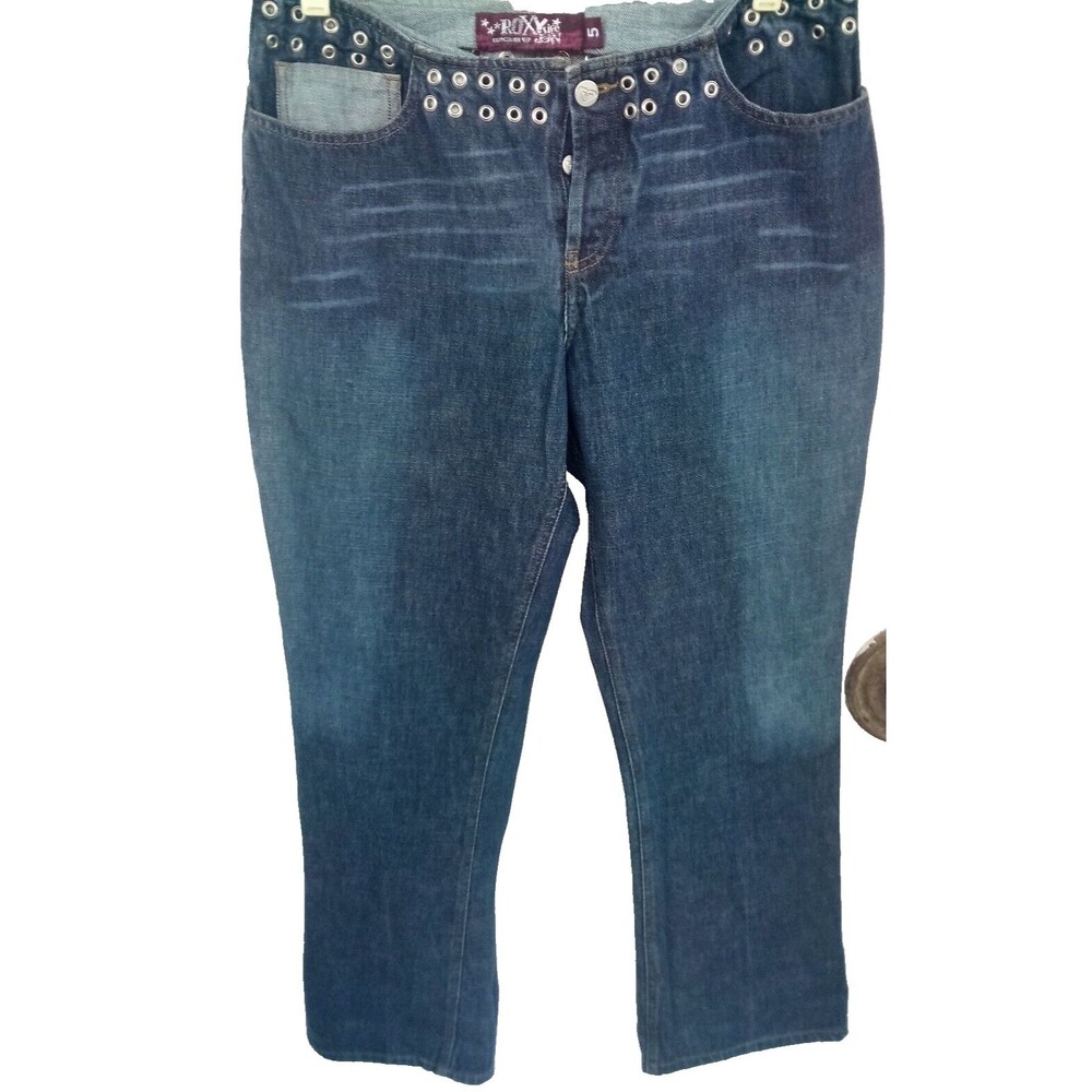 Women's Roxy Jean Size 5 Denim Jeans Medium Wash  Button Front.